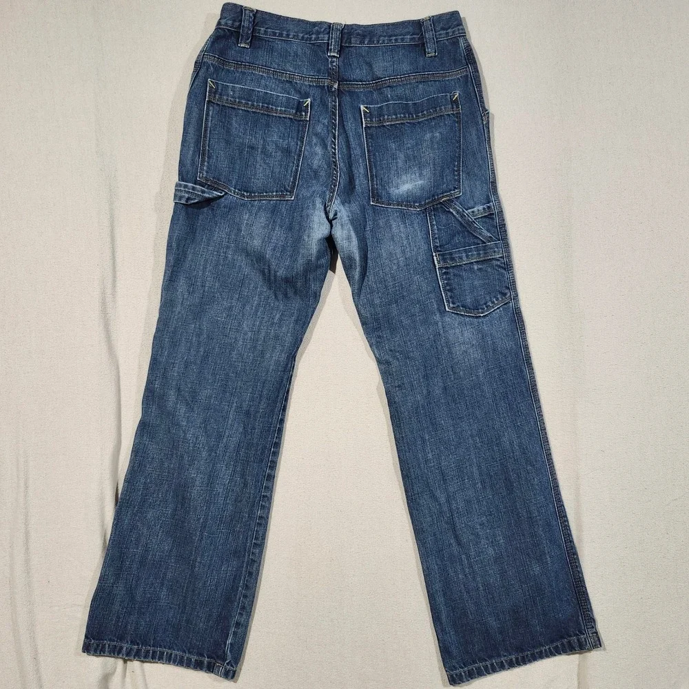 Old Navy Y2K Mens Loose Painter Jeans Blue 100% Cotton Utility Carpenter 33x34